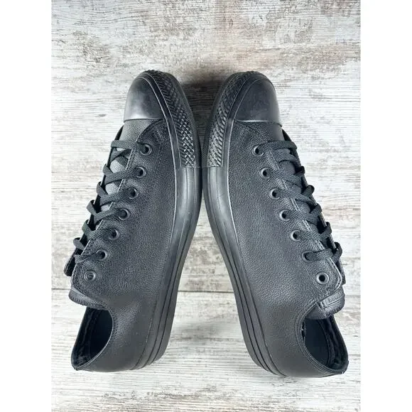 Men's Converse All Star Black Leather Low Top Sneakers Sz 13 EUC! - Picture 6 of 11